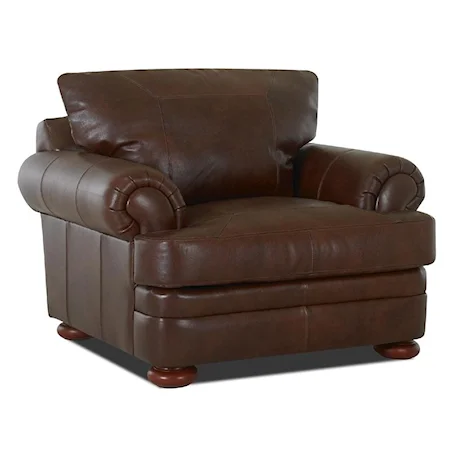 Leather Chair with Rolled Arms