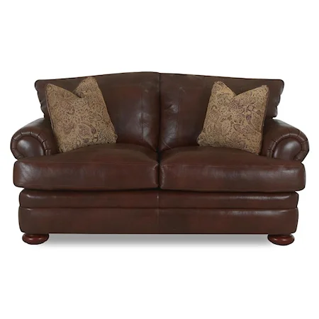 Leather Loveseat with Rolled Arms