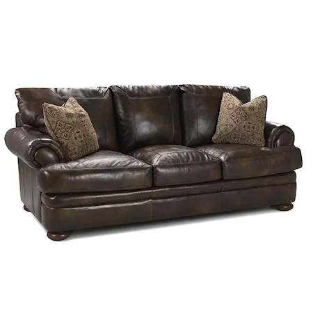 Leather Studio Sofa with Rolled Arms