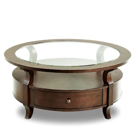 Round Cocktail Table with Single Drawer