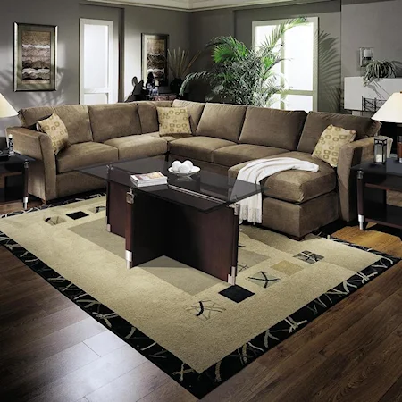 Flared Track Arm Sofa Sectional with Chaise Lounge