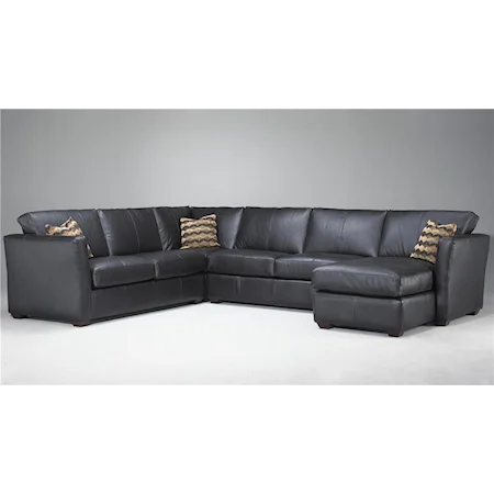 Leather Sofa Sectional Group with Right Chaise Lounge
