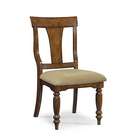 Transitional Upholstered Dining Side Chair with Turned Legs