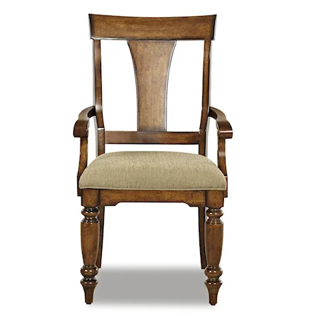 Transitional Upholstered Dining Armchair with Turned Legs