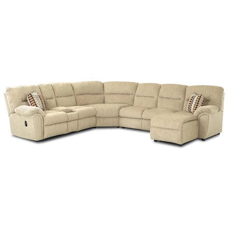 Reclining Sectional Sofa with Chaise Lounger and Storage Console