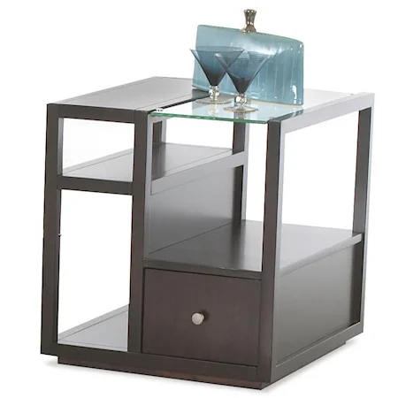 End Table with Glass Top and One Drawers