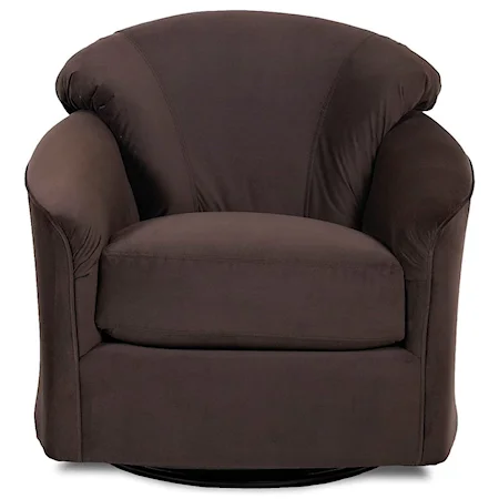 Upholstered Swivel Glide Chair with Low Profile Arms