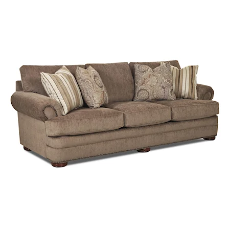 Traditional Sofa with Rolled Arms and Nailhead Trim
