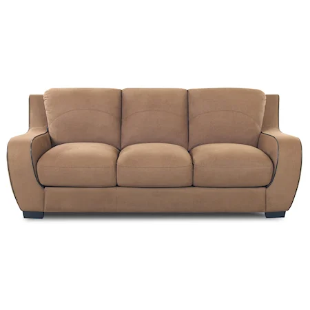 Contemporary Leather Sofa with Welt Cord Trim