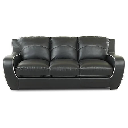 Contemporary Leather Sofa with Welt Cord Trim