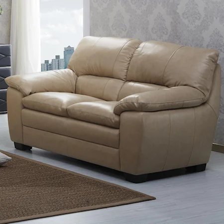 Love Seat with Pillow Arms and Block Legs