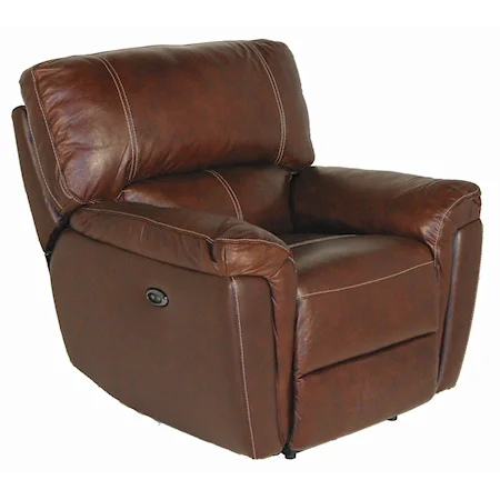 Casual Power Recliner with Wide Pillow Arms