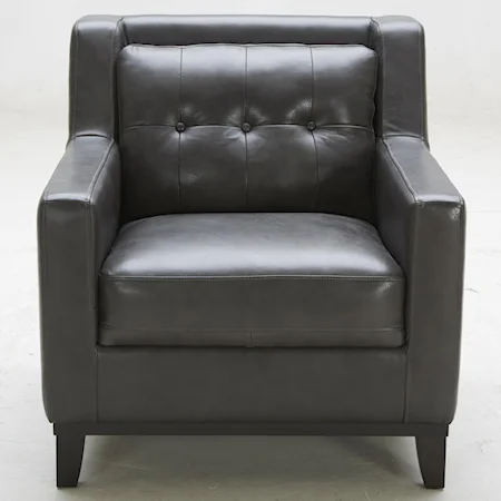 Leather Match Chair with Tufted Back