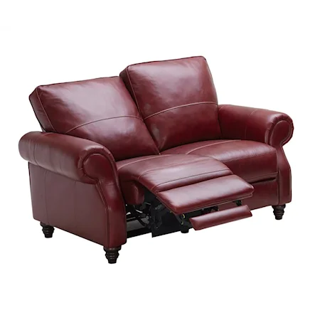 Traditional Power Reclining Loveseat with Turned Wood feet