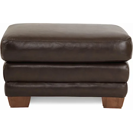 Transitional Ottoman with Wood Feet