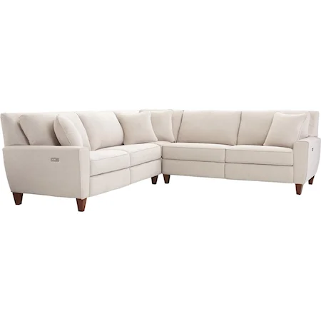 Three Piece Power Reclining Sectional Sofa with Two Reclining Chairs and Two USB Charging Ports