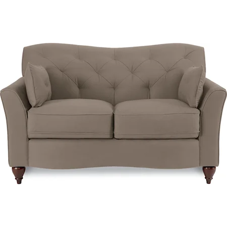 Reverse Camel-Back Loveseat with Button Tufting