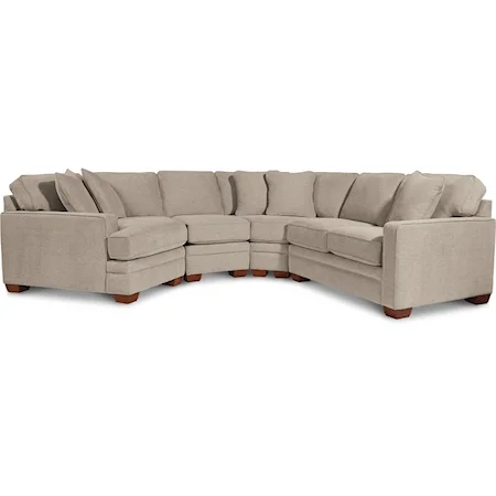 Contemporary 4-Piece Sectional with Right-Sitting Cuddler