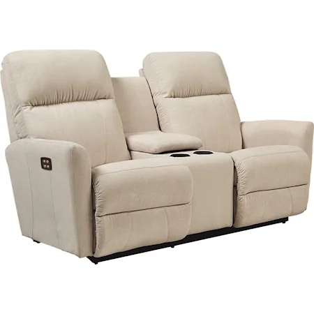 Contemporary Power-Recline-XRw™ Wall-Saver Reclining Loveseat with Cupholder Console