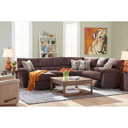 Six Piece Power Reclining Sectional Sofa w/ RAS Chaise