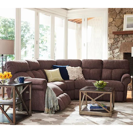 Casual Three Piece Power Reclining Sectional Sofa