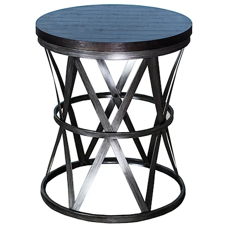 Contemporary Accent Table with Metal Pedestal Base