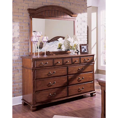 38" Nine Drawer Dresser & 43" Mirror