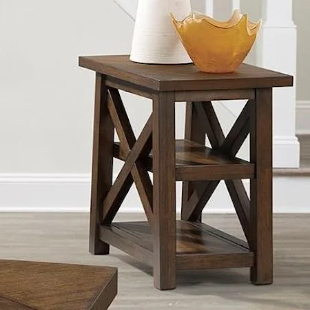 Transitional Chairside Table with 2 Shelves