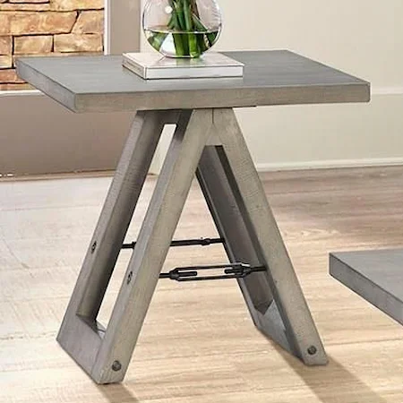 Contemporary End Table with Sawhorse Base