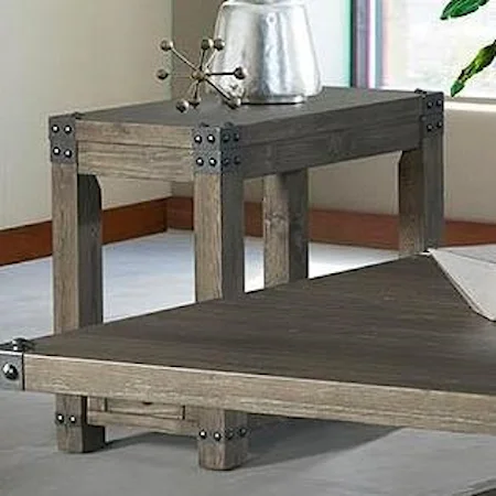 Industrial Chairside Table with USB Ports