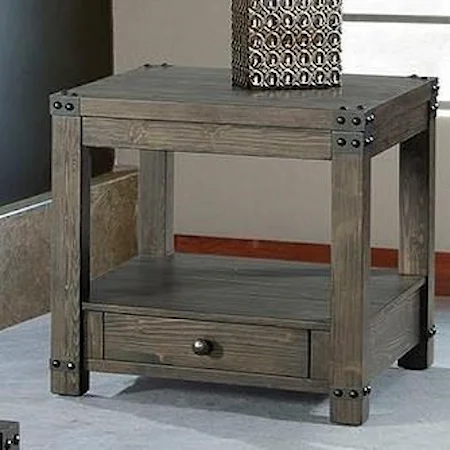 Industrial End Table  with Drawer