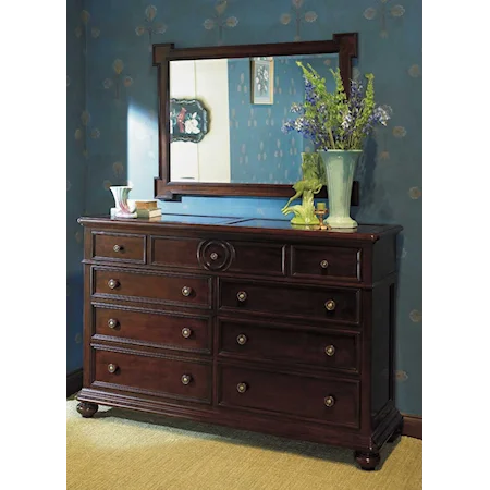 42" Nine Drawer Dresser and 35" Mirror