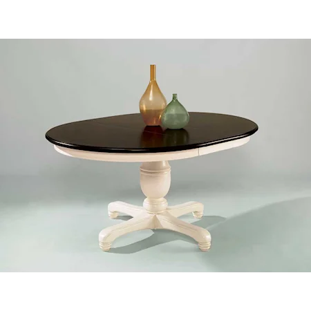 Round/Oval Two-Toned Table With Single Pedestal