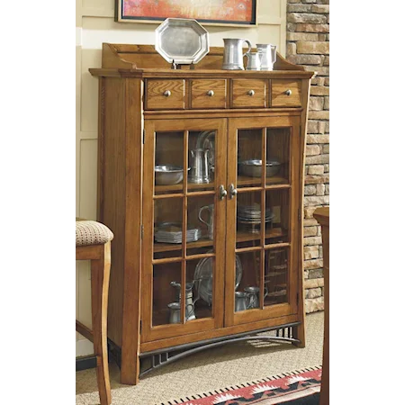 Glass Door Display Cabinet with 4 Drawers