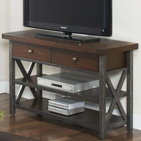 Double Cross HD TV Console with 2 Drawers