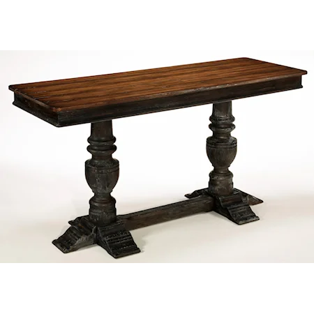 Rectangular Wood Console Table with Turned Trestle Base