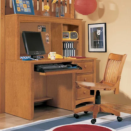 Single Pedestal Desk and Computer Hutch Combo