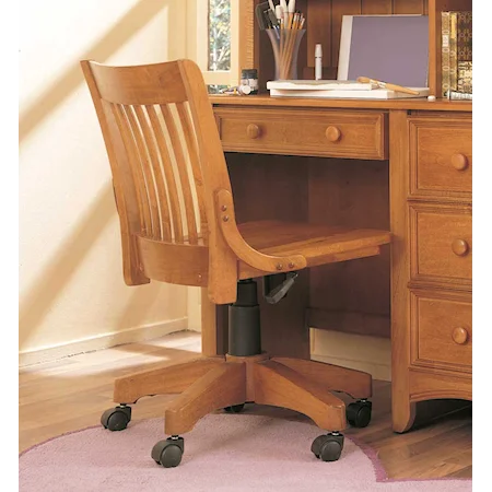 Wooden Armless Swivel Desk Chair