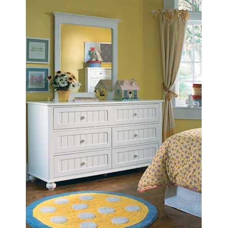 Six Drawer Dresser and Vertical Mirror Combo
