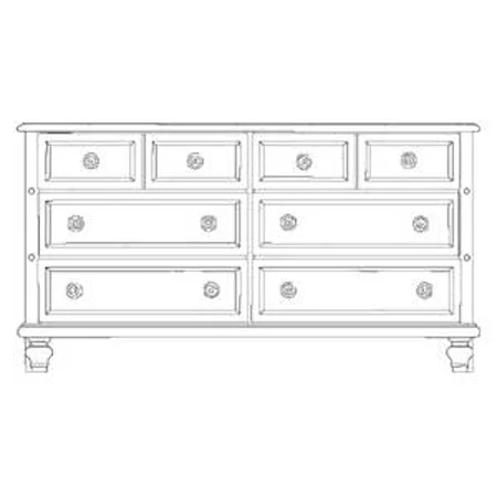 Cottage Style Six Drawer Dresser