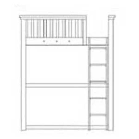 Twin Loft Bed with Slat Rail Detailing & Corkboard