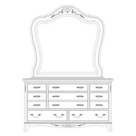 Eight Drawer Dresser and Landscape Mirror Combo