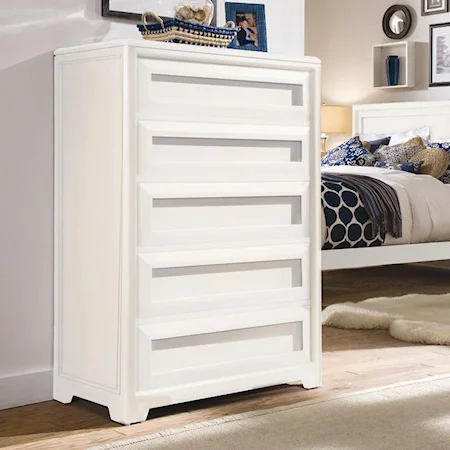 5 Drawer Chest with Removable Divider in Top Drawer