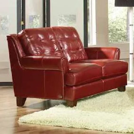 Stationary Leather Loveseat with Button-Tufted Back