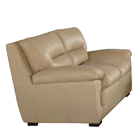 Casual Leather Pillow Arm Loveseat