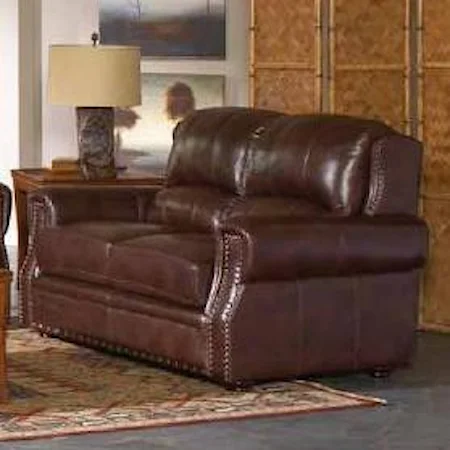 Leather Love Seat with Nailhead Trim