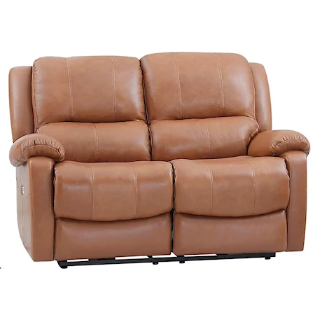 Power Reclining Casual Loveseat with Pillow Arms