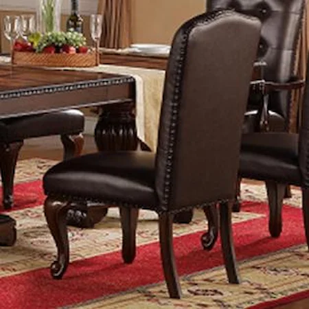 Traditional Dining Side Chair with Faux Leather Upholstery