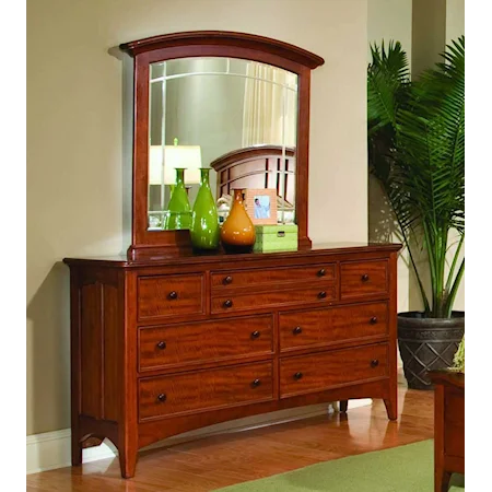 Medium Brown Drawer Dresser and Vertical Mirror