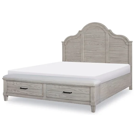 Modern Farmhouse King Arched Panel Bed with Storage Footboard